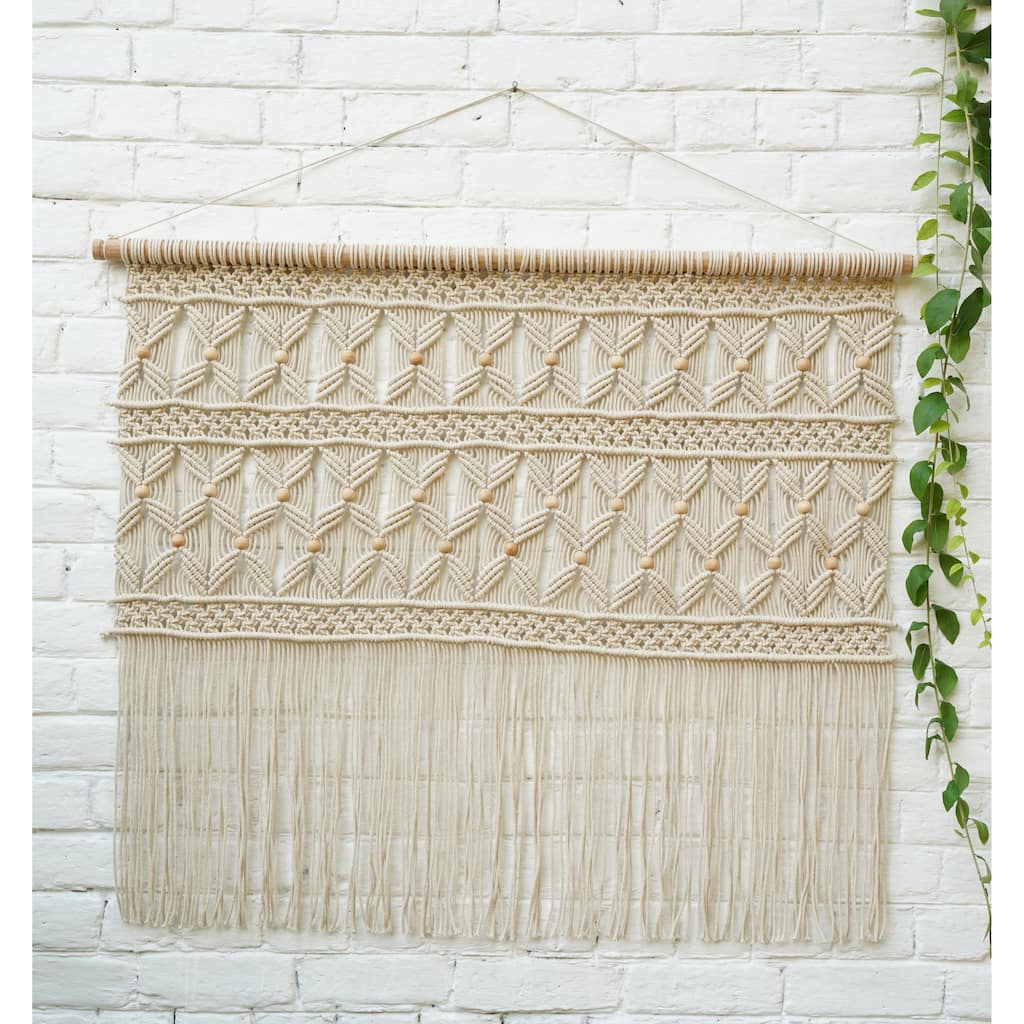 Loominaire Rustic Macrame Wallhanging "Lanta" Hand Woven of Cotton