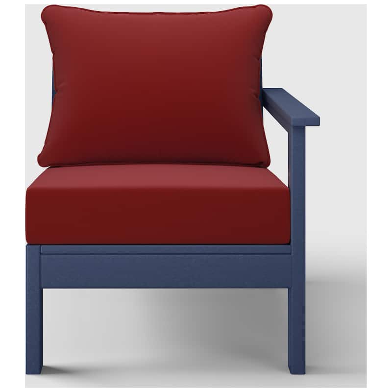 Birchwood All Weather HDPE Outdoor Patio Deep Seating Navy Blue Right Arm Facing Chair With Cushions (1-Piece)