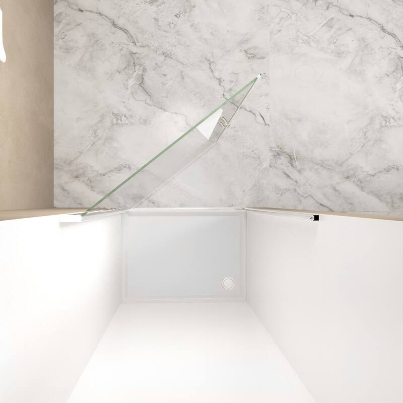 GDFStudio - Norwell Frameless Pivot Bathroom Shower Door with Tempered Glass