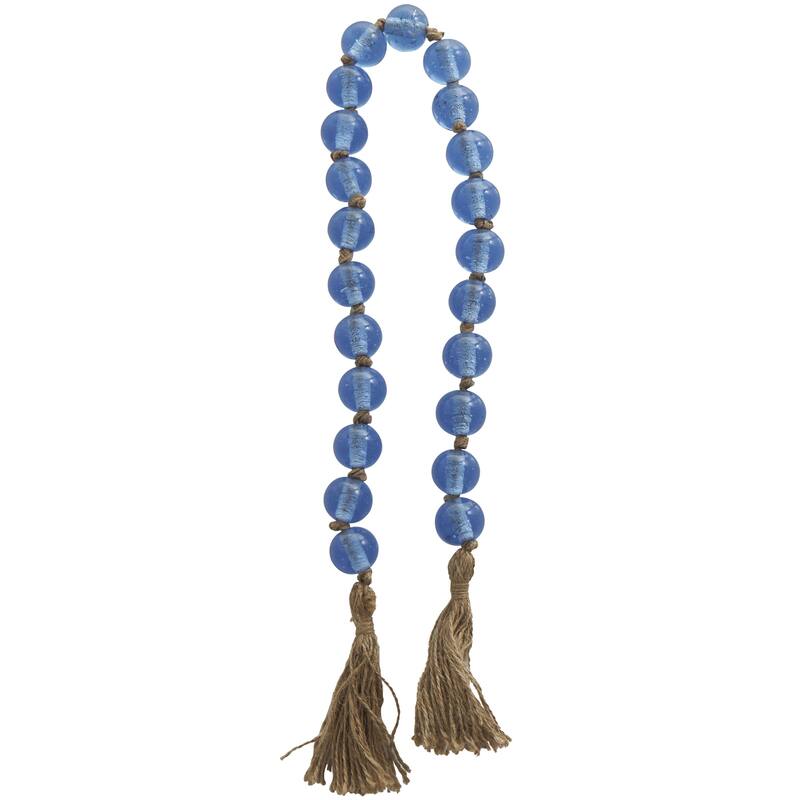 Glass Handmade Round Beaded Garland with Tassel with Knotted Brown Jute - Roche River Decor