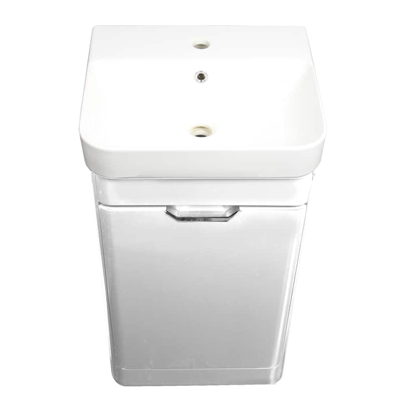 Highpoint Collection White Glossy Modern Floor Vanity Single Door