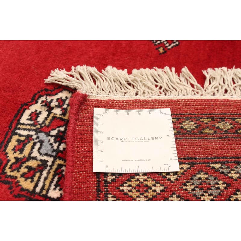 ECARPETGALLERY Hand-knotted Finest Peshawar Bokhara Red Wool Rug - 4'0 x 5'5