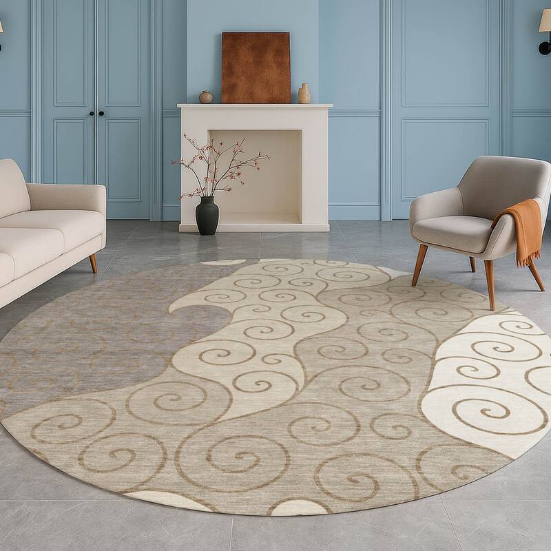 Machine Washable Indoor/ Outdoor Swirly Chantille Rug