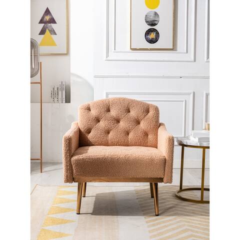 Teddy Fabric Accent Chair Leisure Single Sofa with Rose Golden Legs for Modern Living Room
