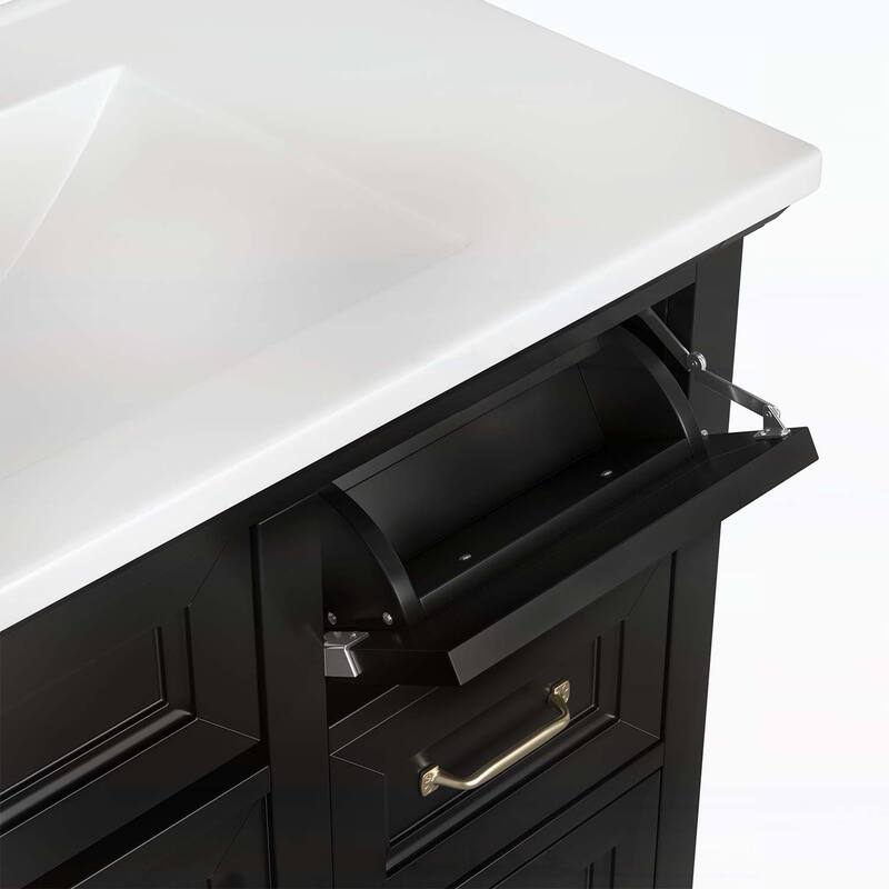 Freestanding Vanity Set with 2 Tip-out Drawers, Soft Close Door Hinges