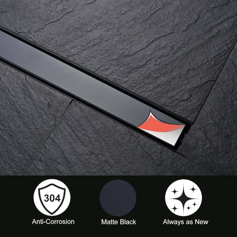 WOWOW Modern Stainless Steel Drain Trough with Removable Cover Plate