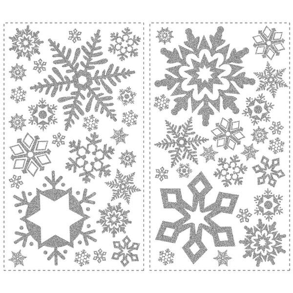 slide 2 of 6, RoomMates Grey Glitter Snowflakes Wall Decals
