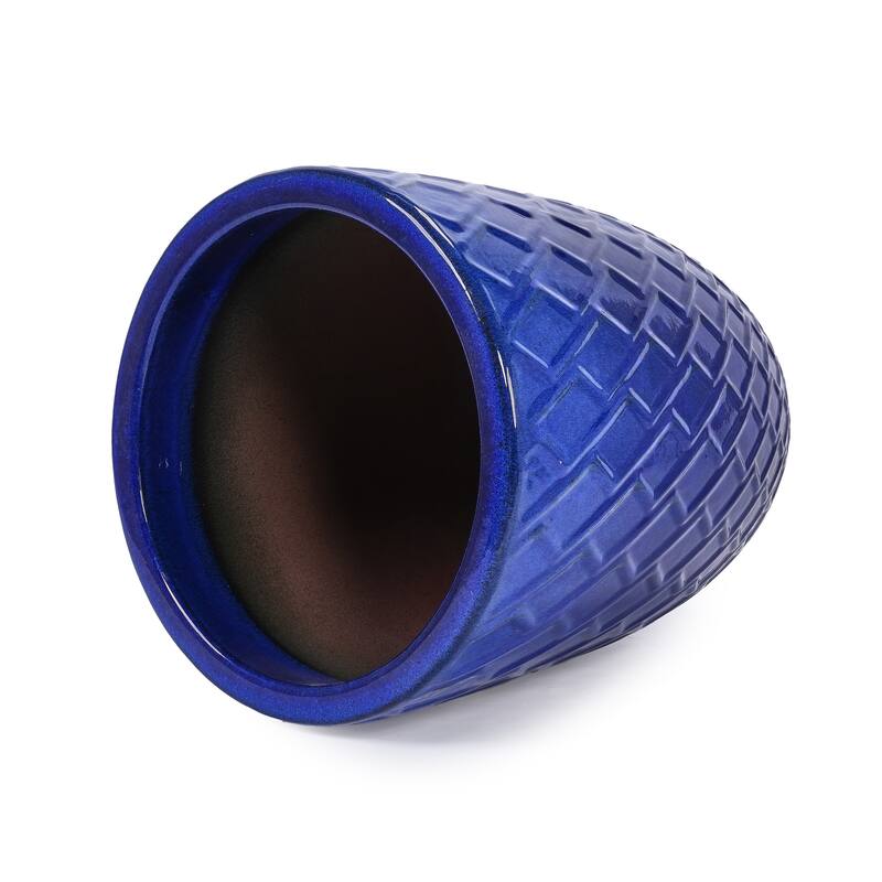 Elegant Ceramic Pot with Diamond Pattern for Indoor-Outdoor Plants