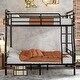 preview thumbnail 15 of 37, Metal Bunk Bed Retro Black Bed Frame with Ladder and Guardrail, Industrial Detachable Bunkbeds Convertible 2 Platform Beds