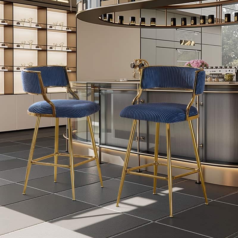 Thick Padded Cushion Metal Legs Modern Bar Stool