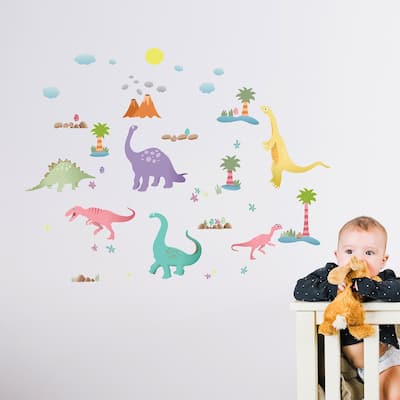 Walplus Happy Dinosaurs Kids Children Wall Sticker Nursery Decor Decal
