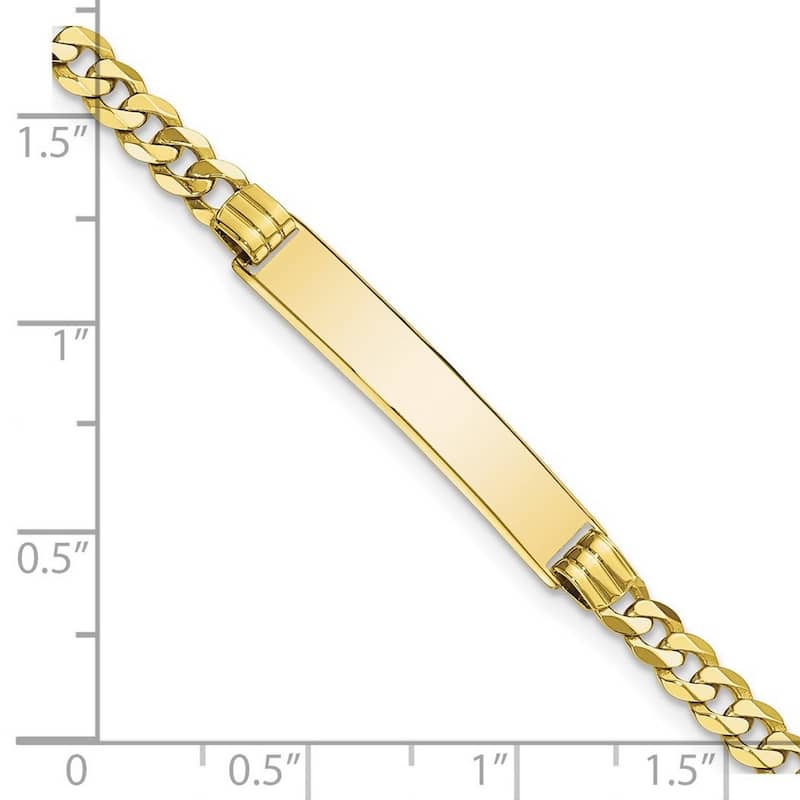 Curata 10k Yellow Gold 5.38mm Engravable Flat Curb Link ID Bracelet