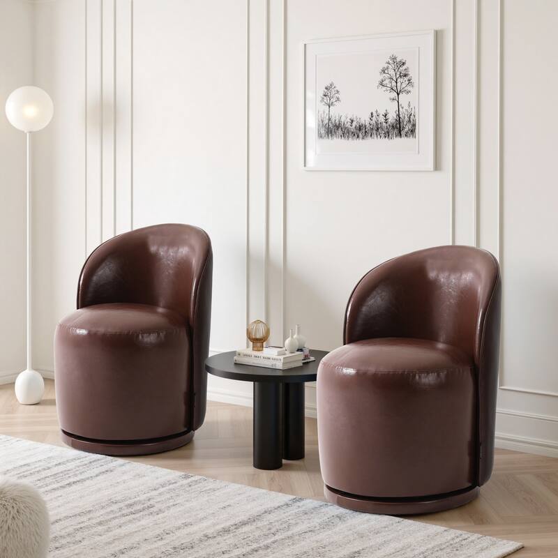 UIXE 2 Set Modern Upholstered Swivel Armless Side Dining Chairs