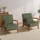 preview thumbnail 25 of 144, 25" W Mid Century Upholstered Wood Accent Chair with Pillow set of 2 Dark Wood - Grey Green