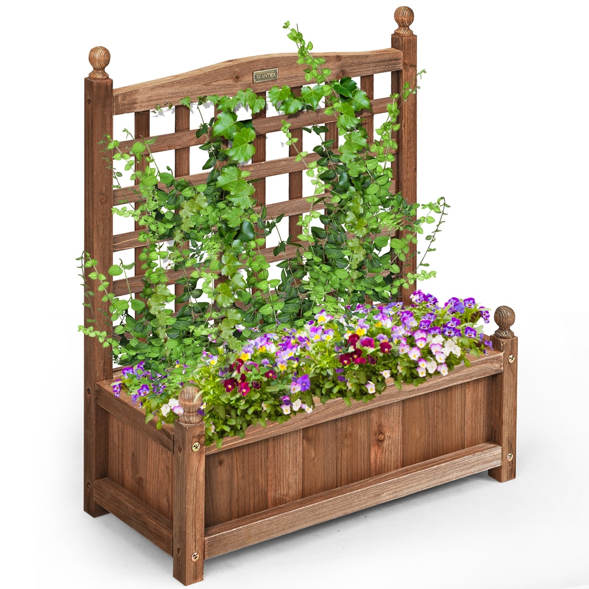 2PCs Wooden Flower Plant Pot Outdoor & Indoor Plant Box with Solid Wood 