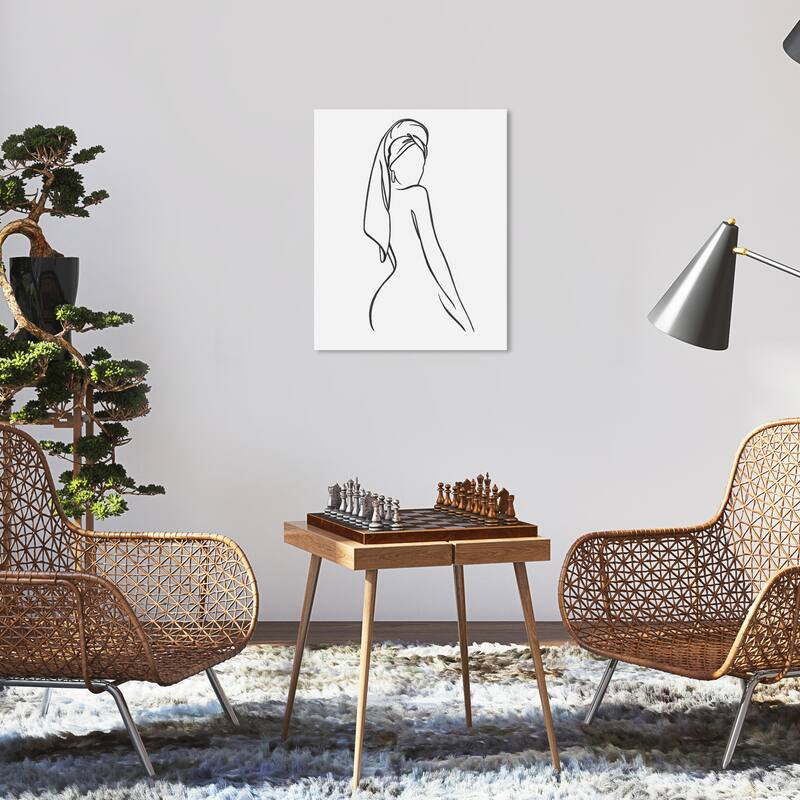 Wynwood Studio Fashion and Glam Figurative Woman V Black and Modern & Contemporary Wall Art Canvas Print - 20 x 16