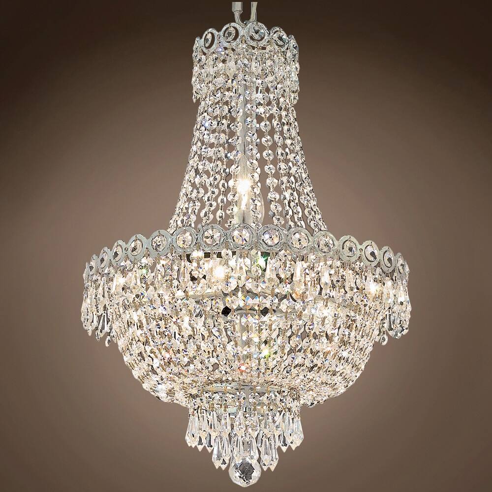 Empire Design 8 Light 16" Chrome Chandelier With Clear Swarovski Crystals - 20.00