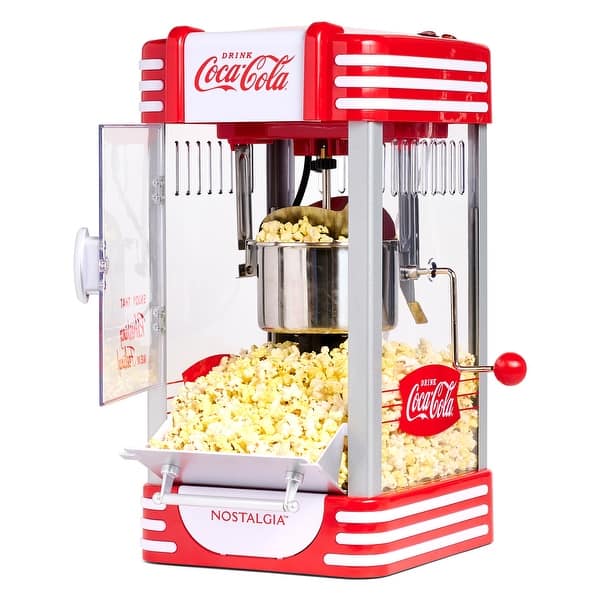 slide 2 of 7, Coca-Cola 2.5-Oz. Retro Classic Kettle Popcorn Maker with Interior Light, Measuring Spoons and Scoop