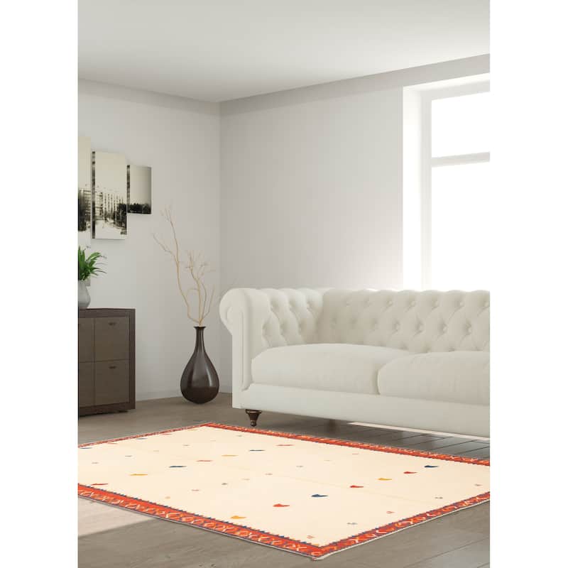 ECARPETGALLERY Flat-Weave Kashkuli Cream Wool Tapestry Kilim - 5'11 x 8'0
