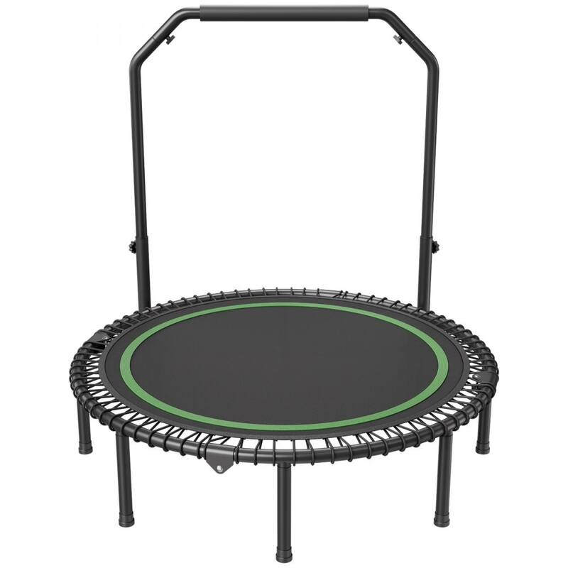Black-Green Foldable Steel Fitness Trampoline with Adjustable Handle Perfect for Home Exercise