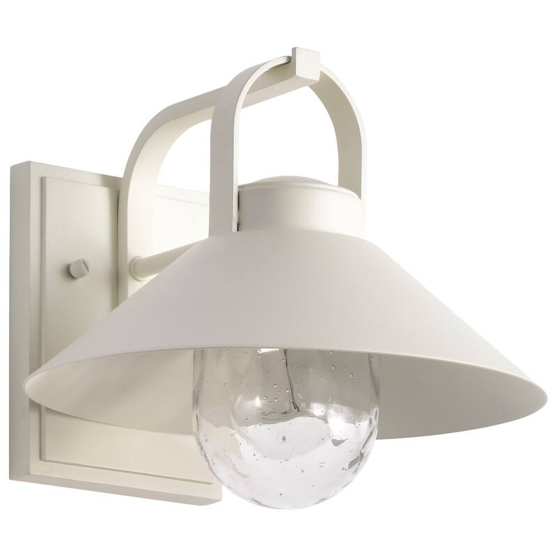 Ridge Medium Outdoor Lantern White Finish Clear Seeded Glass - White