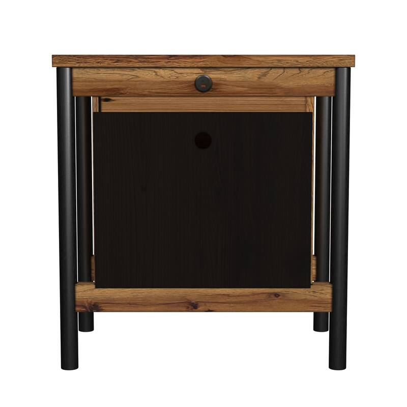 Norcross 2-Drawer Rubberwood Nightstand, Hickory