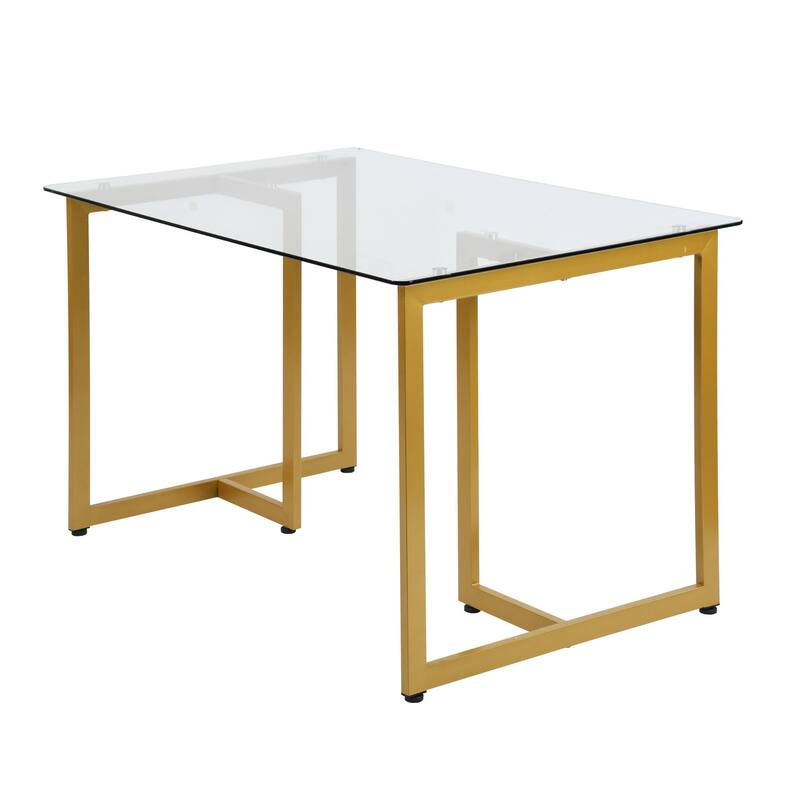 47.2 Inch Modern Tempered Glass Home Kitchen Restaurant Dining Table - 47.2 inches