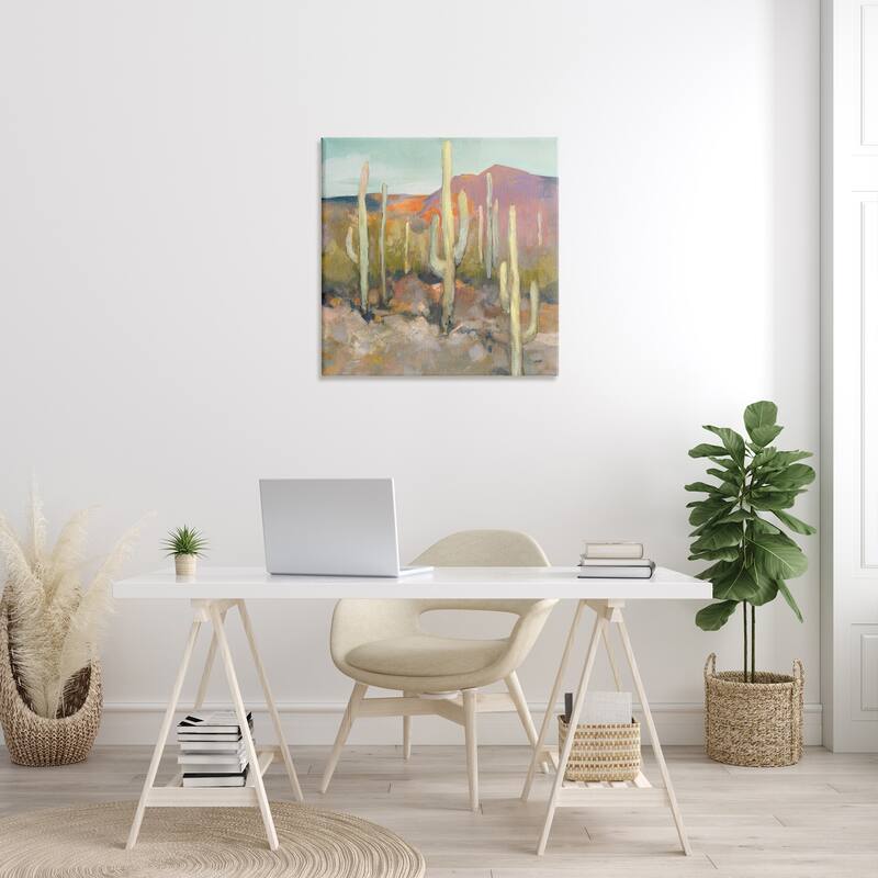 Stupell Cactus Plant Desert Landscape Soft Southwestern Plant Painting Canvas Wall Art - Yellow