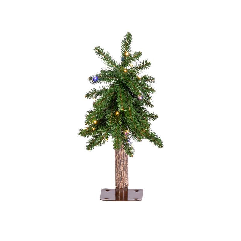Charming 2 Foot Prelit Alpine Tree with Dual Color LED Lights
