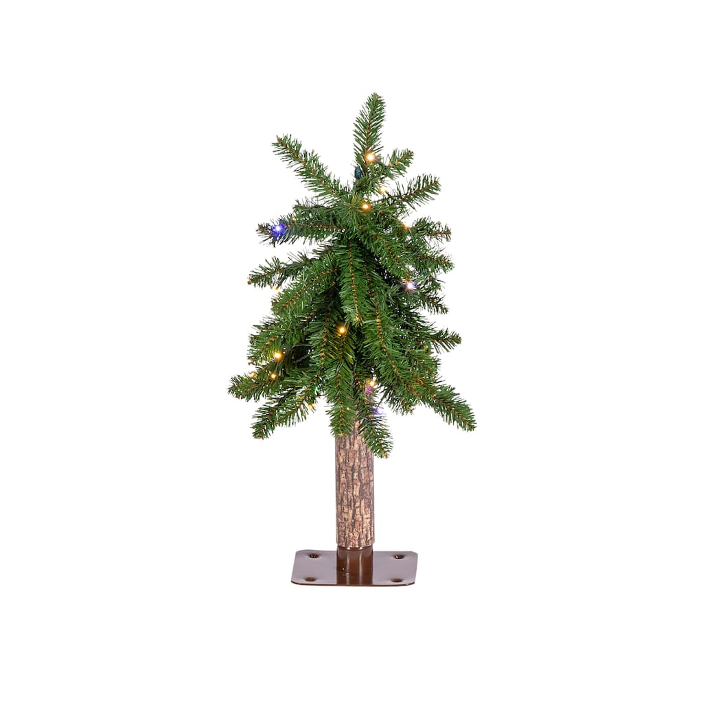 Charming 2 Foot Prelit Alpine Tree with Dual Color LED Lights