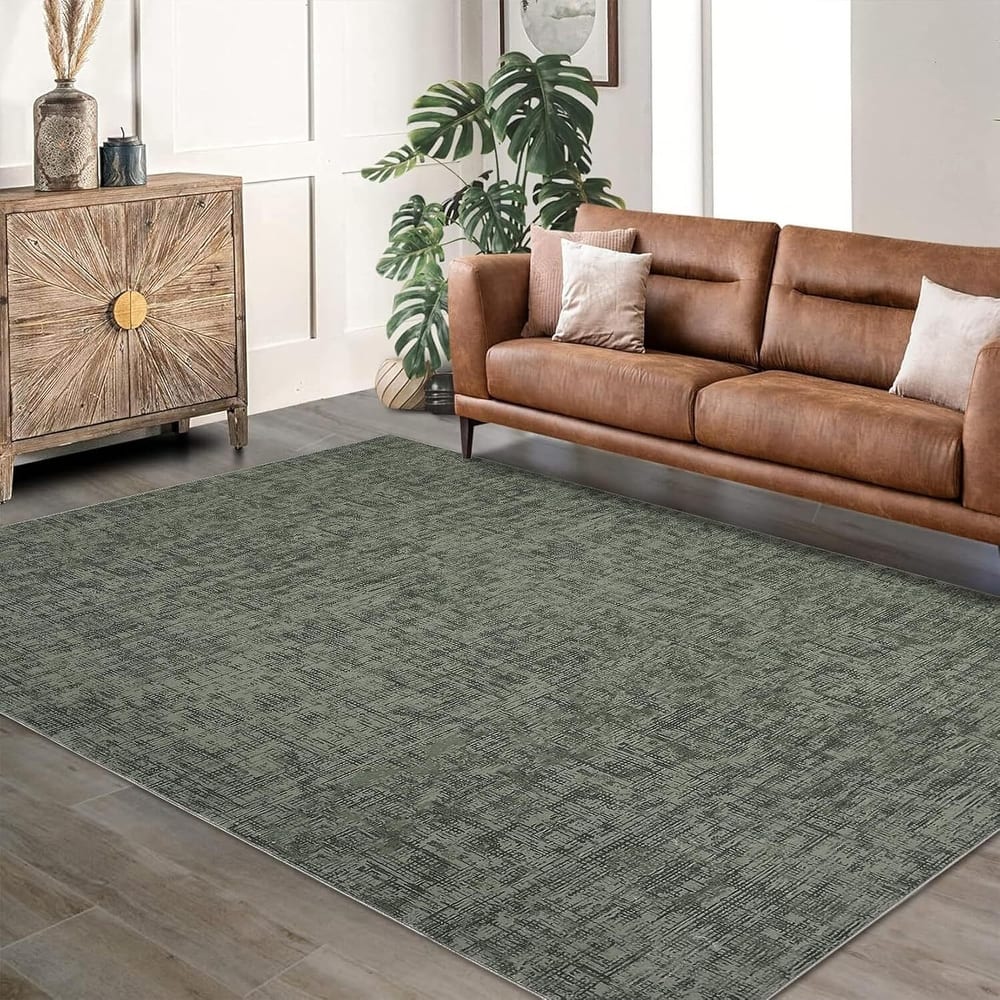 Modern Abstract Area Rug for Living Room, Throw Floor Carpet for Home Décor, Green - 2' x 3'