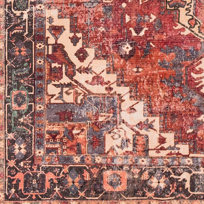 Gwenevere Rust Vintage Medallion Machine Washable Area Rug - 5'3" x 7'3"