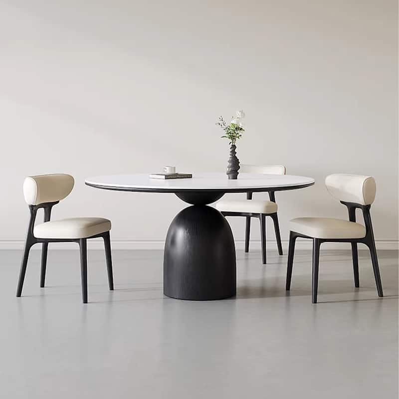 Faux Leather Dining chairs,Black Solid Wood, Beige Faux Leather, Set of 2, Not Assembled need