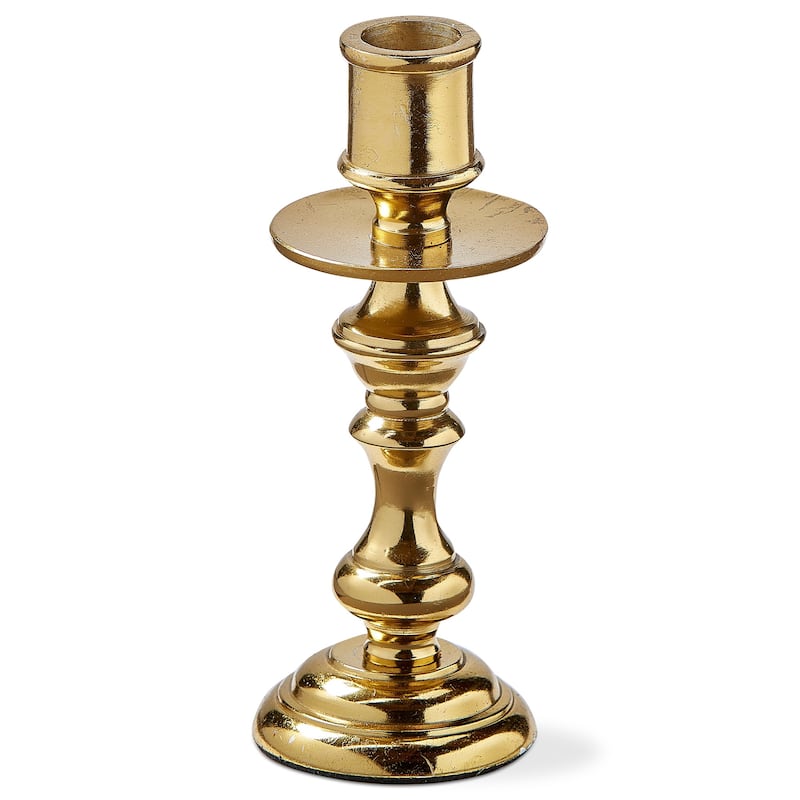 Gold Cast Aluminum Darion Taper Holder Candlestick Small, 2.5L x 2.5W x 6.0H inches