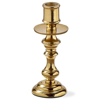 Gold Cast Aluminum Darion Taper Holder Candlestick Small, 2.5L x 2.5W x 6.0H inches