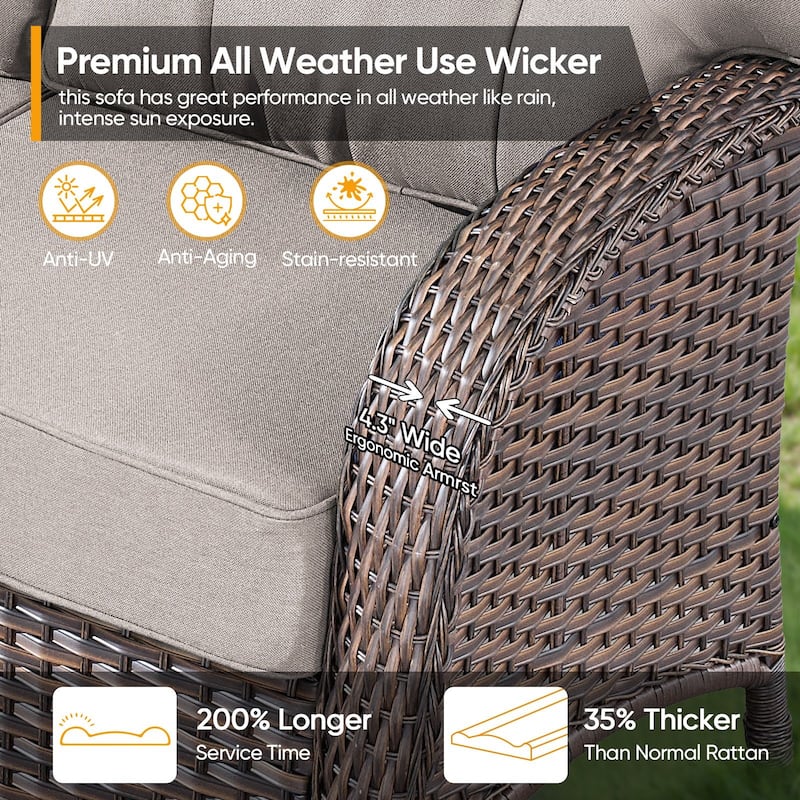 Pocassy 5 Piece Ooutdoor Sofa with Patio Chair Table
