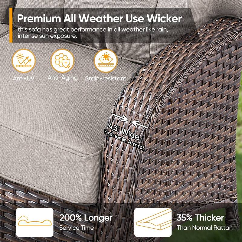 Pocassy Ooutdoor Fire Pit Table with Sofa Patio Chair Set