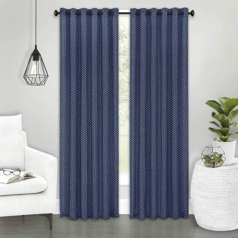 Achim Bedford Front Tab Window Curtain Panel - 42" x 63" - Navy