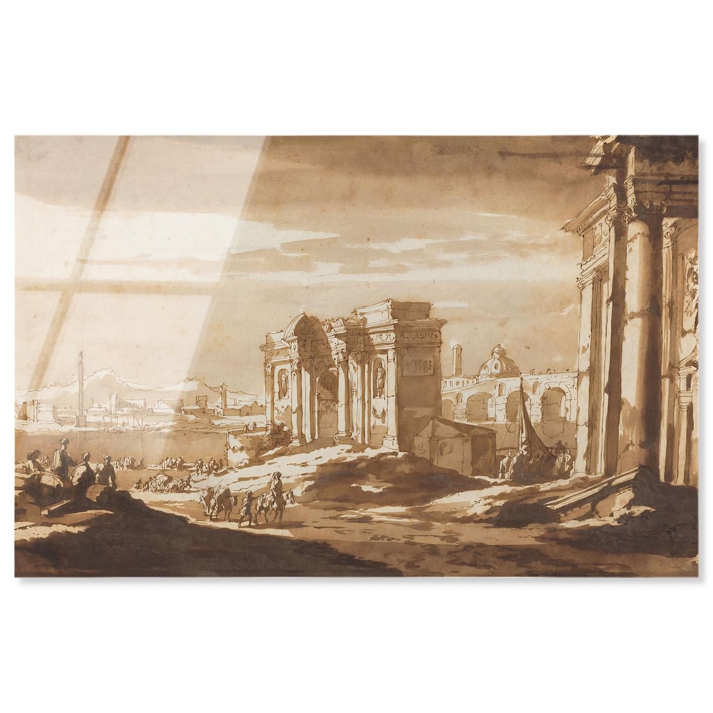 Capriccio View of Roman Ruins Acrylic by Art Remedy, Ready to Hang