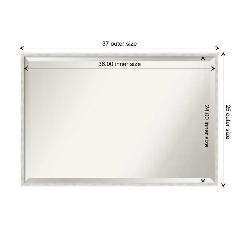 Paige Beveled Wood Framed Wall Mirror - Paige White Silver - Glass Size 36x24