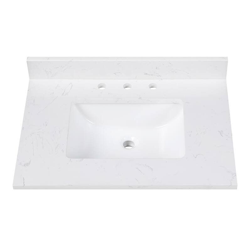 Avanity Cala White Engineered Stone Vanity Top with Rectangular Undermount Sinks - 25" Single Sink - Cala White