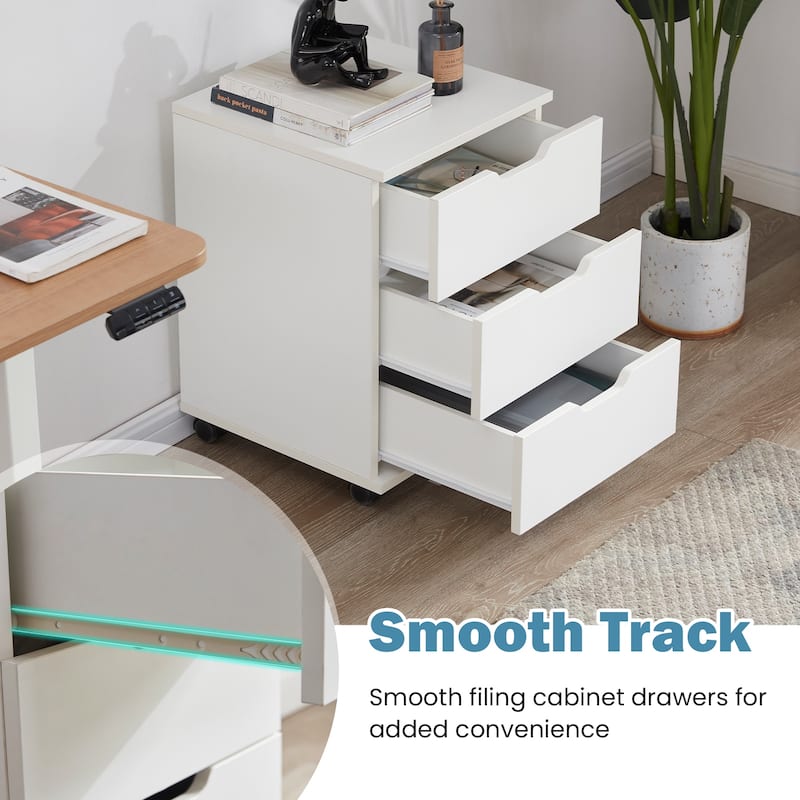 3-Drawer Vertical Filing Cabinet Rolling Wood Mobile File Cabinets Under Desk for Home Office with Casters (Non-Assembled)