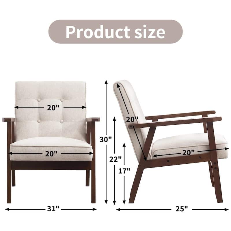 Ebello Mid-Century Modern Upholstered Leather Accent Chair with Solid Wood Frame