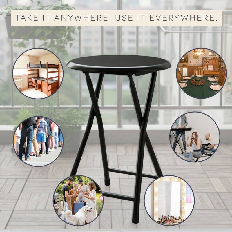 Lavish Home 18-Inch Folding Stool, Black