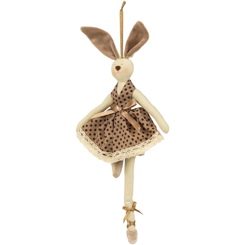 Plush Ballerina Bunny Hanging Easter Decoration- 13" - Brown