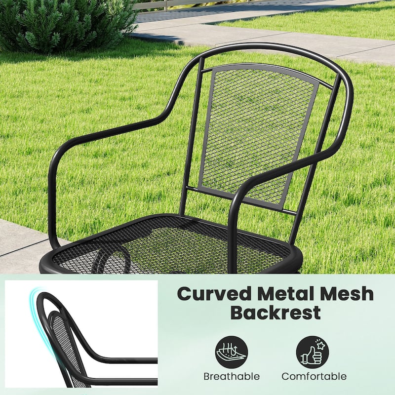2-Piece Outdoor Rocking Chair Set with Breathable Mesh Seat Metal Patio Chairs with Armrest - 24" x 21.5" x 33.5"
