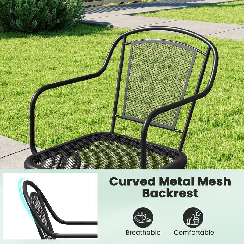 Gymax Patio Rocking Chairs Set of 2 w/ Metal Mesh Backrest & Seat