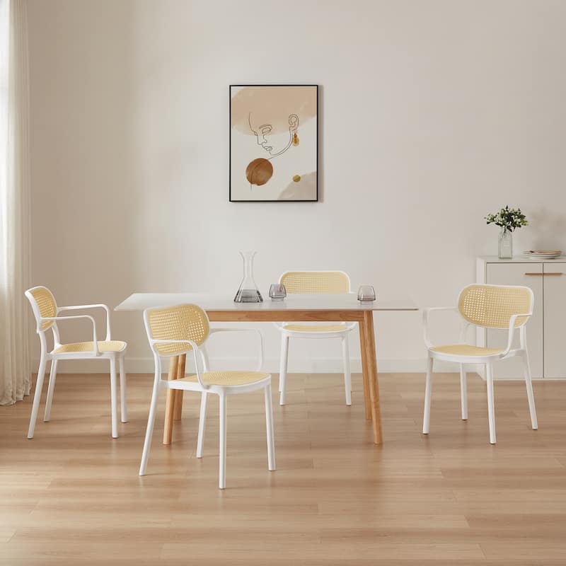 Art Leon Set of 2 Modern Stackable Indoor or Outdoor Dining Chair
