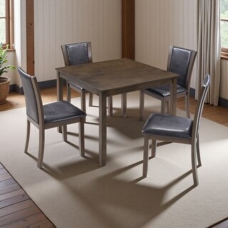 5-Piece Wooden Dining Table Set, Farmhouse Rustic Style with 4 Chairs ...