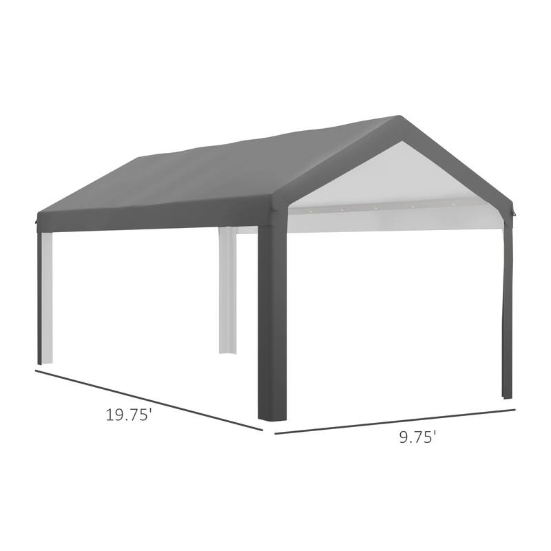 Outsunny 10' x 20' Carport Replacement Top Canopy Cover, UV and Water Resistant Portable Garage Shelter Cover